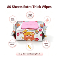 Lingettes pour bébé Jia Enbao, design de dessin animé ours, spéciales pour les fesses, les mains et la bouche, 80 lingettes par paquet, format familial, extra épaisses, non parfumées