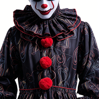 Vintage Gruseliger Clown-Kostüm - Schwarz-Rotes Horror-Outfit für Halloween-Party
