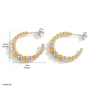 ต่างหูห่วงสแตนเลสแบบห่วงเครื่องประดับแฟชั่นสำหรับผู้หญิงต่างหูเข็มสามสีแบบห่วงไม่ก่อให้เกิดอาการแพ้ - Product Image 3