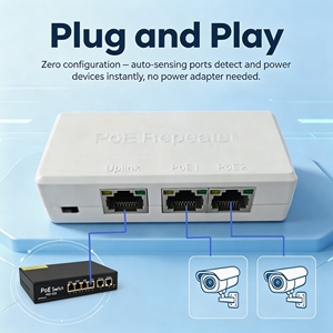 Répéteur/Extenseur PoE Gigabit ANPA <span class=keywords><strong>3</strong></span> ports 10/100/1000 Mbps empilable QoS 200 m <span class=keywords><strong>IEEE</strong></span> <span class=keywords><strong>802</strong></span>.3af/at pour caméra IP CCTV murale en stock - Product Image 3