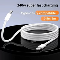 Kabel Data Pengisian Cepat PD 240W Berjalin untuk 15/16 Dual Head Type-C dengan Transfer Data