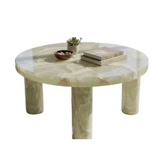 Table basse ronde en marbre vert de luxe moderne classique de haute qualité, conçue sur mesure, abordable, pour un salon élégant - Product Image 1