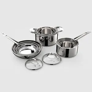 Newest Design Stackable Cookware set Casserole Frypan Saucepan with Glass Lid Multi functional Space-saving Cooking Pot