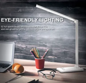 โคมไฟตั้งโต๊ะ LED พับได้สไตล์โมเดิร์น พร้อมที่ชาร์จไร้สายและระบบควบคุมแบบสัมผัส สีดำอะลูมิเนียม สำหรับห้องอ่านหนังสือ-ใช้พลังงานไฟฟ้ากระแสตรง - Product Image 5