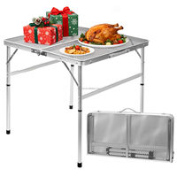 Table de pique-nique pliante CE 3x2 FT, table de camping portable, hauteur réglable, en métal grillagé, design compact et sac en filet