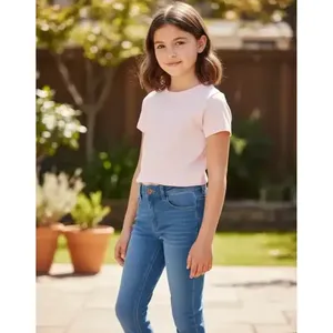 Jeans de Pierna Recta para Niña Adrenaline, Cintura Media, 100% Algodón Denim, Bolsillos Estampados, Estilo Simple y Moderno, Modelo 51003 - Product Image 2