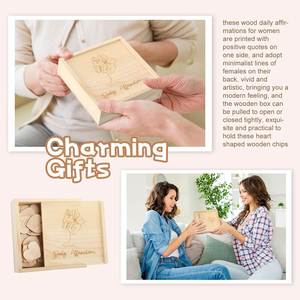 Wooden Positive Cards for Women <b>Heart</b> <b>Shaped</b> Daily Affirmations Wood <b>Box</b> Gifts Motivational Quotes - Product Image 4