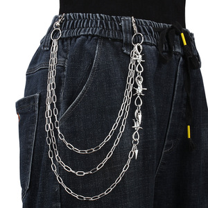 Chaîne de pantalon multicouche Yueli avec pendentif pointe, en argent tibétain, style Hip Hop, chaîne de taille, chaîne de corps pour boîte de nuit - Product Image 4