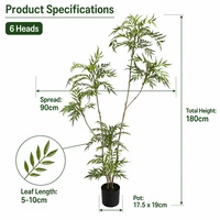 Arbre artificiel Mahonia 180 cm, style bohème tropical, plante artificielle multi-troncs pour salon, café, décoration intérieure, aménagement paysager