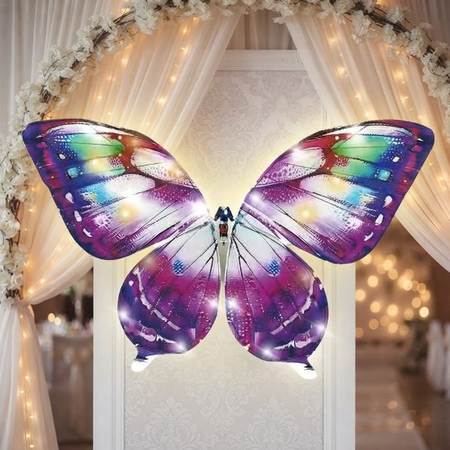 Factory Wholesale New Arrival Elegant Rechargeable LED Butterfly Drone Flying Lights Wedding Decoration Party Stage Show Ring