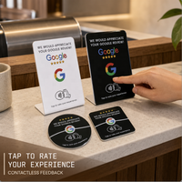 Carte de commentaires Google 10 cm, mémoire 512 octets, autocollant de table en PVC, carte de rétroaction NFC215 avec détection inductive pour usage en restaurant