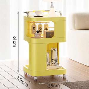 寝室用ファッションデザイン2層プラスチック収納ラック多機能雑貨収納キャビネット大容量移動式キャビネット棚 - Product Image 6