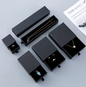 EleQeen Recyclable <b>Paper</b> Cardboard Modern Travel Jewelry Packaging Custom Logo Drawstring <b>Box</b> for Necklace <b>Storage</b> Gifts Display - Product Image 5