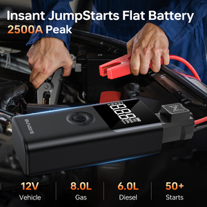 Démarreur de saut portable 4 en 1 avec compresseur d'air, booster de batterie de voiture, gonfleur de pneus 150 PSI avec lumière - Product Image 5