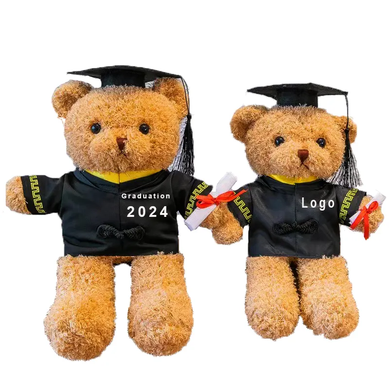 Custom 2024 Graduation Gift 30cm Teddy Bear Minimum Order Stuffed Animal Toy for School Graduation Supplies