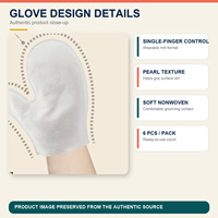 6 lingettes-gants de toilettage douces et sans parfum pour chiens et chats, sans rinçage, pour le nettoyage sans eau, marque privée