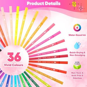 Marqueurs à double pointe KHY, stylos pinceaux, 36 marqueurs <span class=keywords><strong>aquarelle</strong></span>, stylos peinture, cadeaux de Noël pour adolescents, stylo coloré pour livres de coloriage pour adultes - Product Image 3