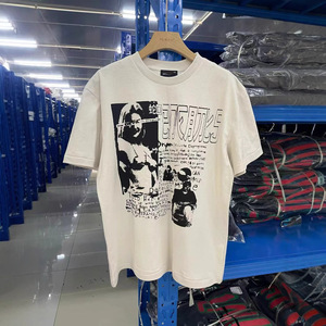 <span class=keywords><strong>T</strong></span>-<span class=keywords><strong>shirt</strong></span> <span class=keywords><strong>homme</strong></span> en coton ample à manches raglan, <span class=keywords><strong>imprimé</strong></span> lettres vintage, style américain, marque tendance ERD transfrontalière - Product Image 1