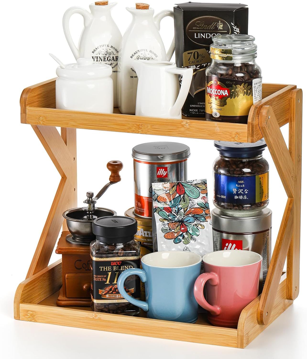 3-Tier Acrylic Cup Rack – Corner Desktop Organizer For Mugs, Cups, Clear & Sturdy (Orange)