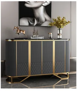Transitional Style Black Lacquer Buffet Cabinet for Living Room Furniture