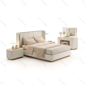 Modern Design Double Leather King <b>Bed</b> Wardrobe Dresser Wholesale Luxury Solid Wood Furniture Set for Hotels and Home Bedrooms - Product Image 3