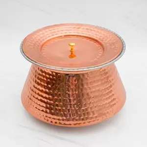 Handi de cobre de calidad pura de alto estándar con utensilio de cobre con tapa para servir alimentos y cocinar en el hogar para exportación a granel - Product Image 2