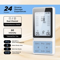 Unidad TENS EMS de Doble Canal, 24 Modos, Estimulador Muscular para Alivio del Dolor, Masajeador Electrónico de Pulsos, Masajeador Muscular