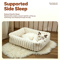 Coussin surélevé en fausse fourrure de lapin lavable pour animaux de compagnie, lit moelleux pour chiens et chats, housse amovible à fermeture éclair, pour petits et moyens animaux OEM ODM