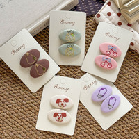 Jepit Rambut Grosir Bordir Kartun Kelinci Ceri Oval Bb Clip Lucu dan Menggemaskan Set Jepit Rambut Bayi