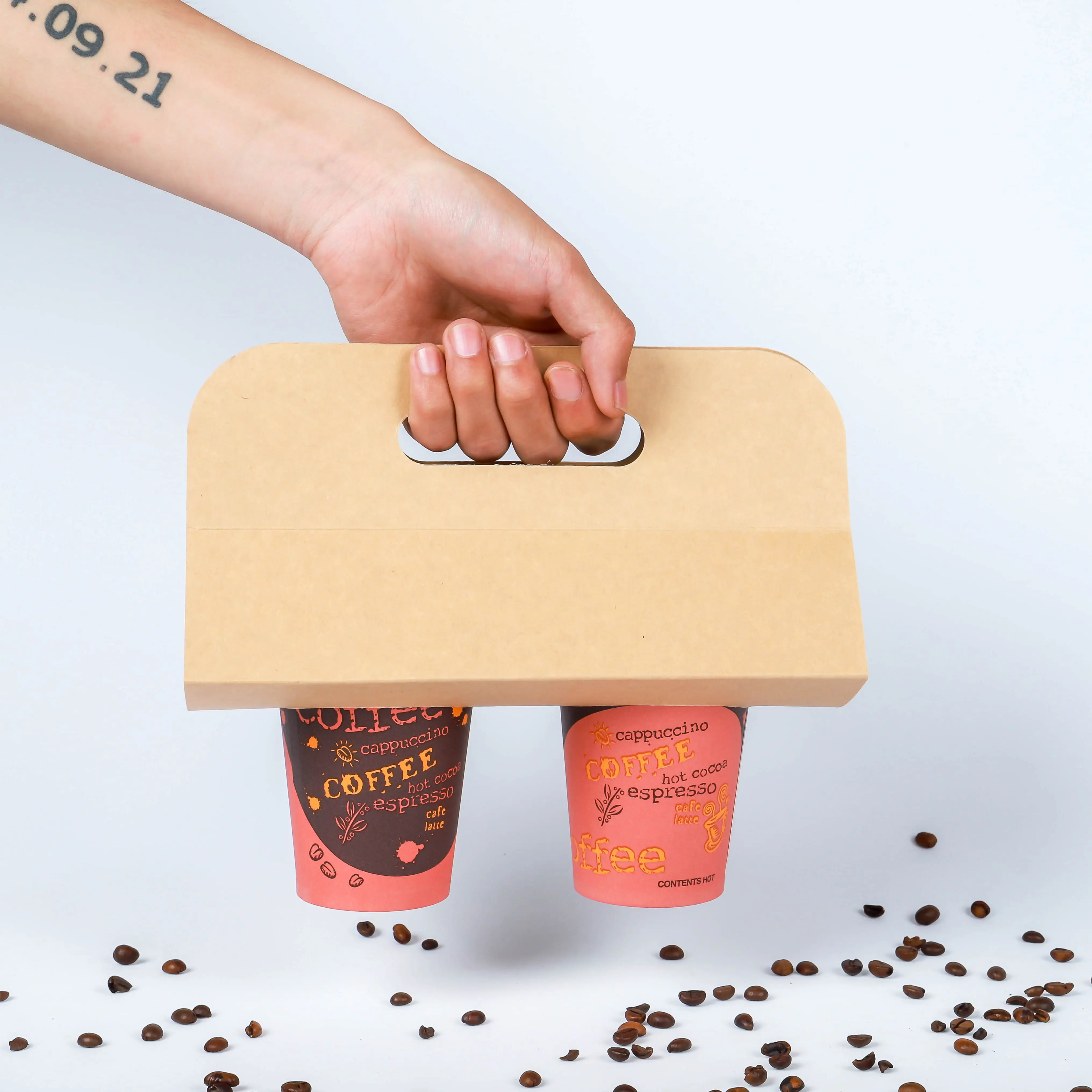 hot sale custom coffee paper cups take away holder for hot cold drinks paper coffee cup set