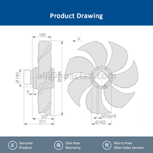 Ventilateur axial AC industriel ZIEHL-ABEGG FN080-SDA.6N.V7P5 168784, condenseur, 800 mm, IP54, étanche, refroidi par air - Product Image 3