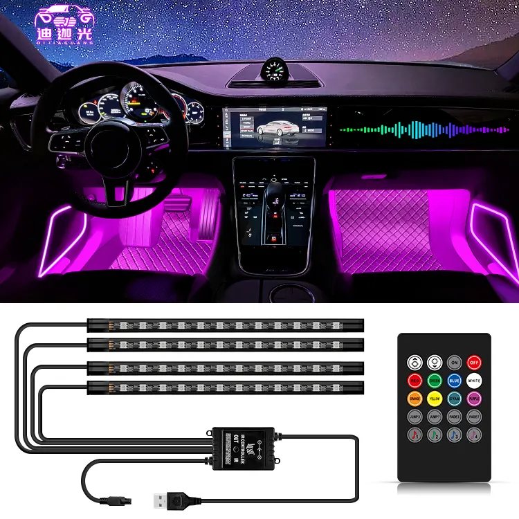 Universal LED Car Accessories Interior LED Lights RGB Interior Strip Atmosphere Light Interior LED Car Ambient Light for Car