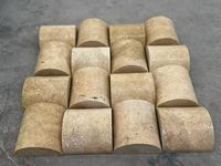 Mosaïque en travertin beige naturel, demi-rond, courbé, surface cylindrique 3D en arc, pour la décoration murale d'hôtels et de villas