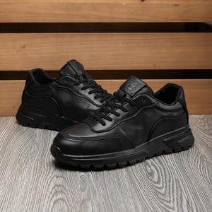 Vente en gros d'usine de chaussures pour hommes en cuir véritable printemps-automne, chaussures de sport décontractées à lacets, à semelle épaisse et à bout rond, tendance. - Product Image 5
