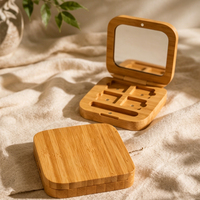 Palette d'ombres à paupières en bambou écologique avec logo personnalisé, vente en gros, étui de maquillage vide rechargeable pour emballage cosmétique