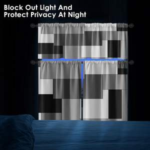 Rideaux de cuisine gris, blanc et noir, cantonnière, <span class=keywords><strong>rideau</strong></span> <span class=keywords><strong>court</strong></span> moderne gris foncé, draperies de salle de bain, petites draperies de café, 3 pièces - Product Image 5