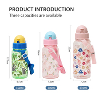 Bouteille d'eau classique pour enfants en Tritan de 350 ml avec bec en silicone, sangle et couvercle à vis, sans BPA, réutilisable, logo personnalisé imprimé par transfert thermique