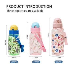 Botella de Agua Infantil de Tritán de 350 ml con Boquilla de Silicona y Correa, Impresión por Transferencia de Calor - Product Image 6