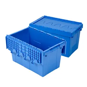 Caja de plástico resistente para almacenamiento y rotación con tapa de 80 litros