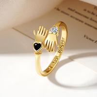 Bague ouverte « Mains qui s'entrelacent » gravée « Je t'aime pour toujours » avec zircon, bagues assorties pour couple, bijoux de doigt délicats pour femme, tendance, vente chaude