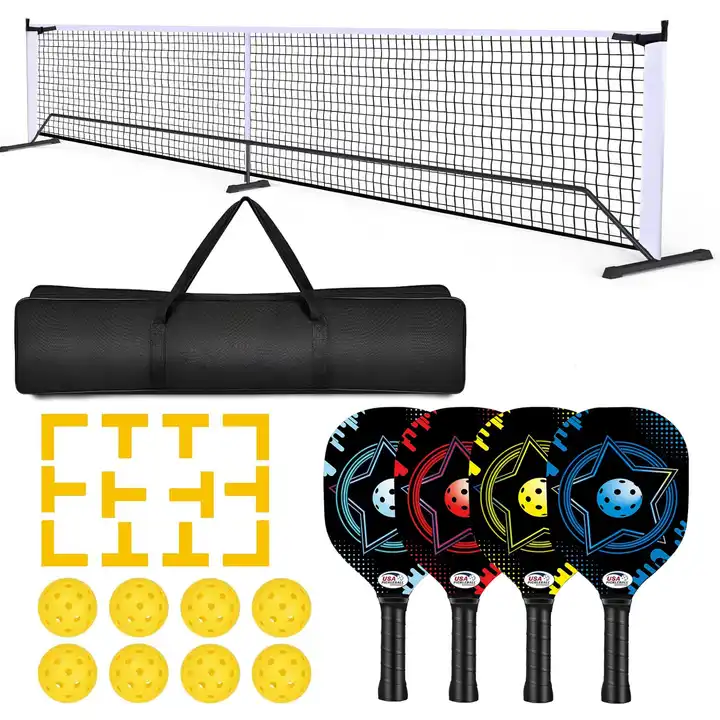 6,7 m + Juego de cancha de pickleball + 4 palas de madera + 8 pelotas + bolsa