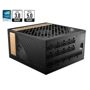 Fonte de alimentação para jogos MSI MEG Ai1300P PCIE5 ATX 3.0 suportada com capacitor 1300W e 100% japonês 105