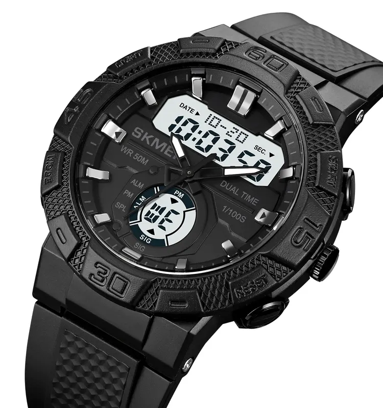 Skmei 1881 simple relojes black reloj custom sports watches dual time analog dial 50m waterproof wrist digital watch for men