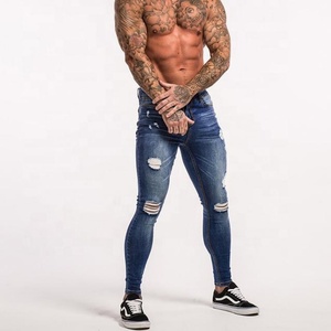 Leggings Personalizados de Cintura Baja y Largo Completo, Jeans Azules para Hombre con Tejido Regular - Product Image 2