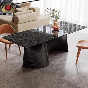 HJ HOME High Quality Rectangular Art Solid Wood Dining Table Restaurant Marble Table Customized Luxury Table for 6 8 People - Product Image 1