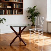Table à manger ronde en verre trempé chromé moderne et contemporaine pour appartement et salle à manger d'hôtel