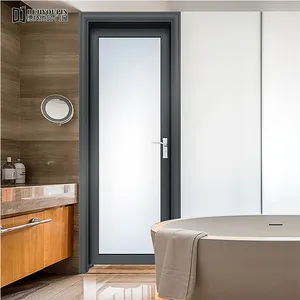 Cheap price modern aluminum toilet bathroom doors with privacy frosted glass