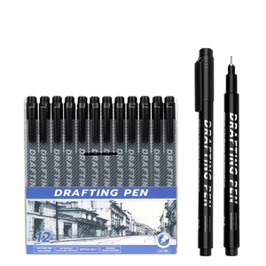 Ensemble de 12 stylos marqueurs noirs imperméables pour le dessin, pointe fine, pour artiste, designer, <span class=keywords><strong>architecte</strong></span> - Product Image 1