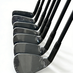 Set di Ferri da Golf per Destrorsi Neri 4-9P con Asta in Acciaio Inox <span class=keywords><strong>S</strong></span> Flex, Ferri Forgiati con Impugnatura in Gomma - Product Image 3