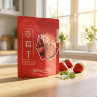 Sachet Doypack refermable de qualité alimentaire avec impression personnalisée pour l'emballage d'aliments pour animaux de compagnie et de collations aux fruits secs (fraises)